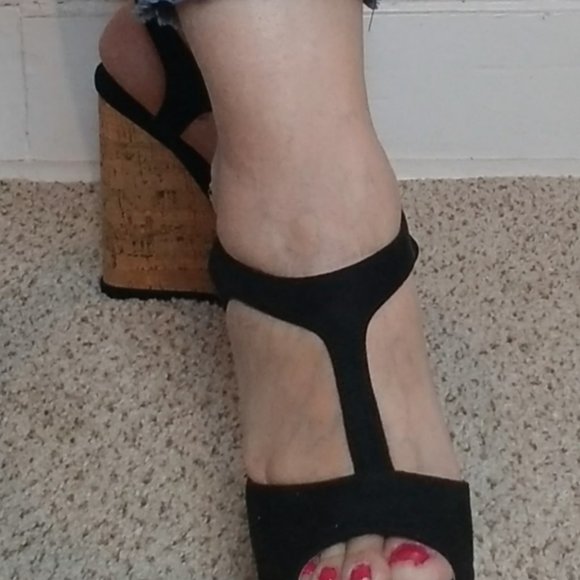 black cork platform shoes very cute and comfortable size 6 - Picture 15 of 16